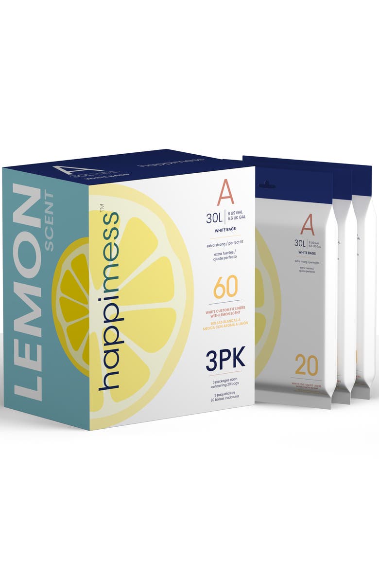 HAPPIMESS 8-Gallon (30L) Drawstring Trash Can Liner,, Main, color, Lemon - White
