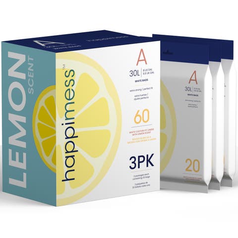 Scented Trash Can Liners, White Drawstring, (60 Count, 3 Packs)