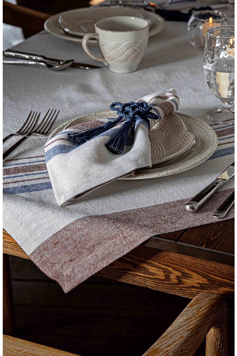 Danish Stripe Square Tablecloth, Alternate, color, TAUPE