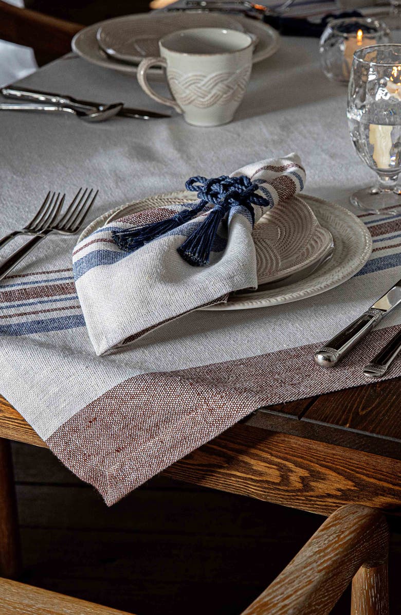 Juliska Danish Stripe Square Tablecloth, Alternate, color, Taupe