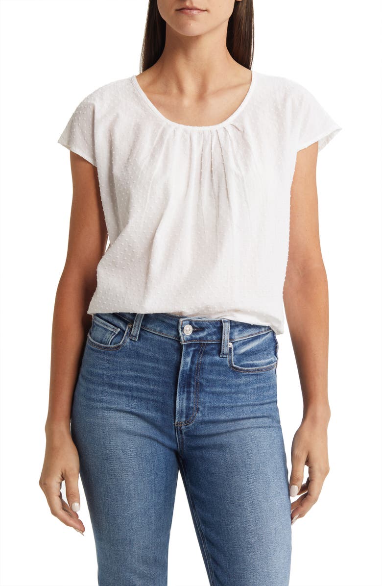 Caslon<sup>®</sup> Pleated Clip Dot Blouse, Main, color, 
