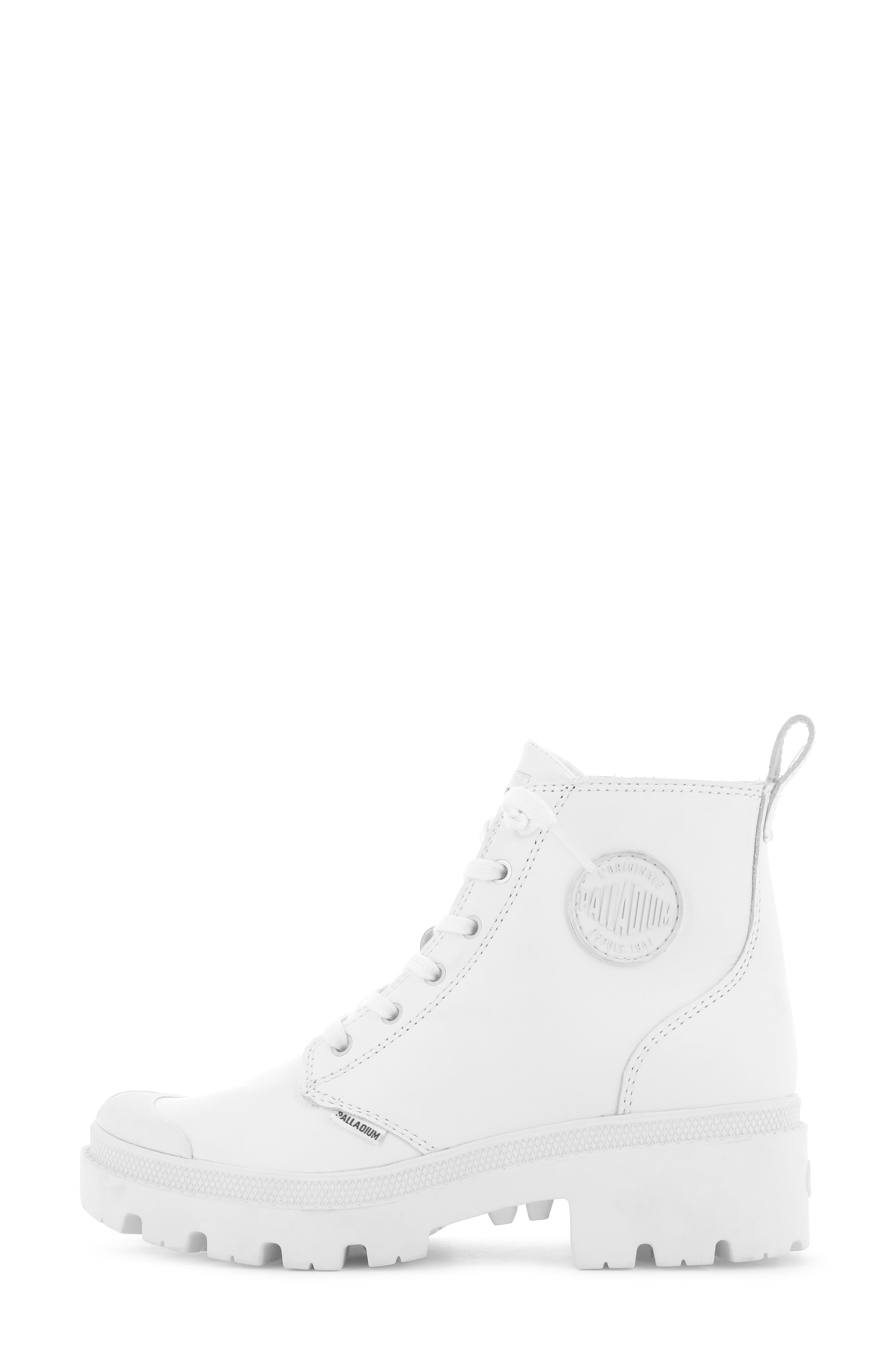 Palladium Pallabase Leather Bootie, Alternate, color, White/ Black