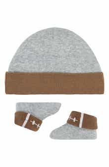 Crib Booties & Cuff Beanie Set