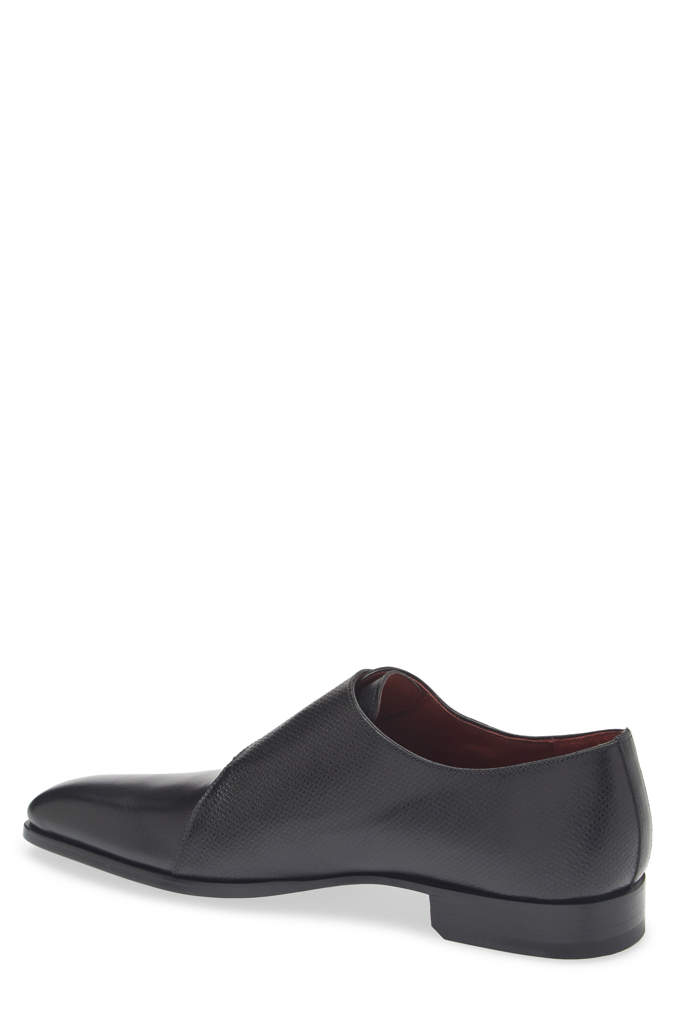 Magnanni Carver Plain Toe One Buckle Monk Shoe, Alternate, color, Black