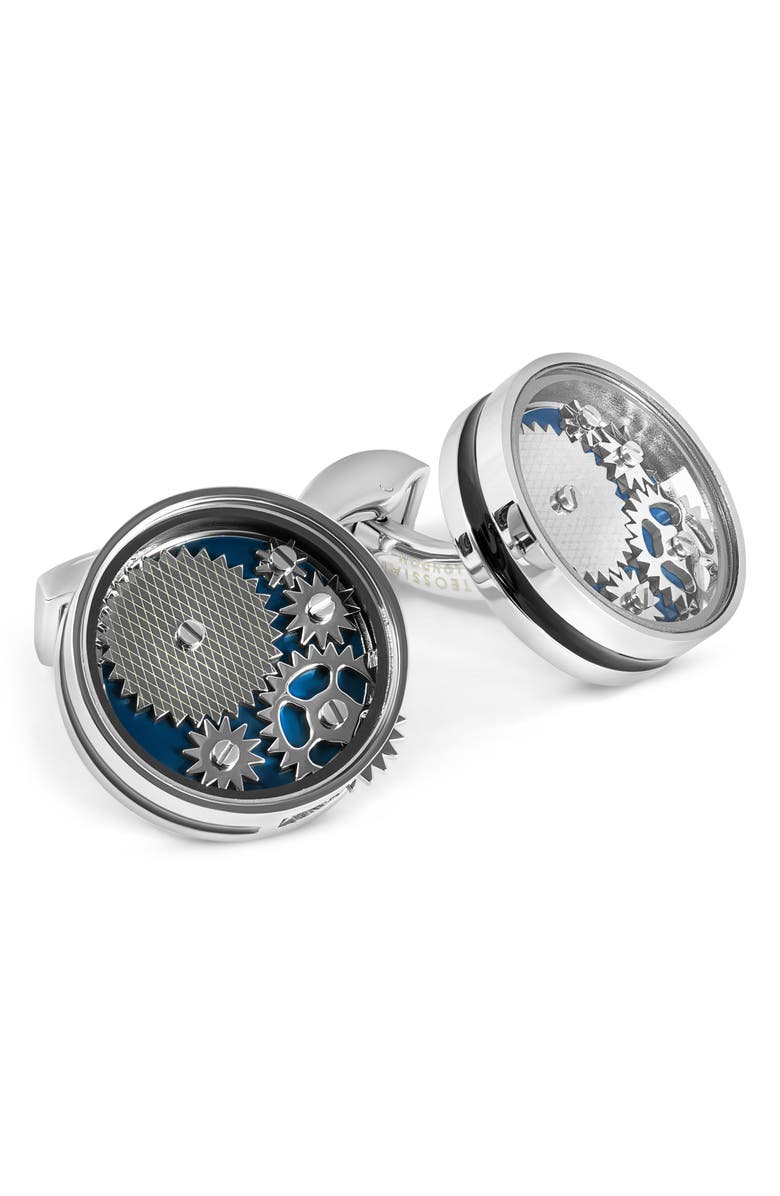 Thompson of London Carousel Gear Cuff Links, Main, color, Blue