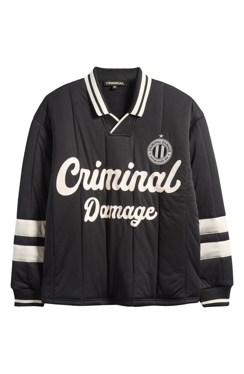 CRIMINAL DAMAGE Howard Football Jersey, Alternate, color, Black/ Ecru