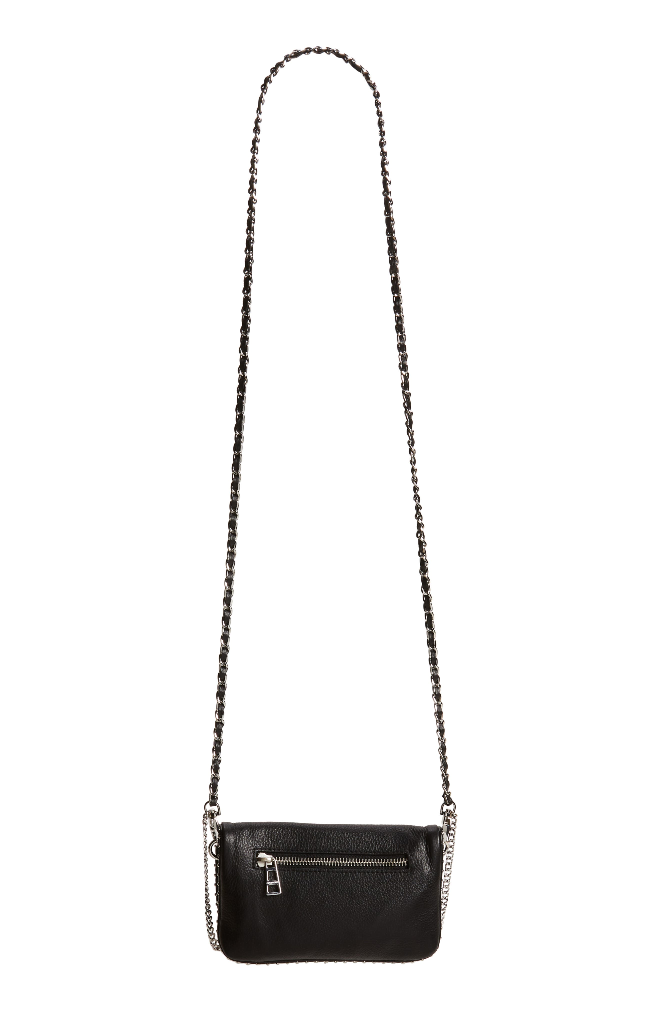 Zadig & Voltaire Rock Nano Leather Crossbody Bag, Alternate, color, 