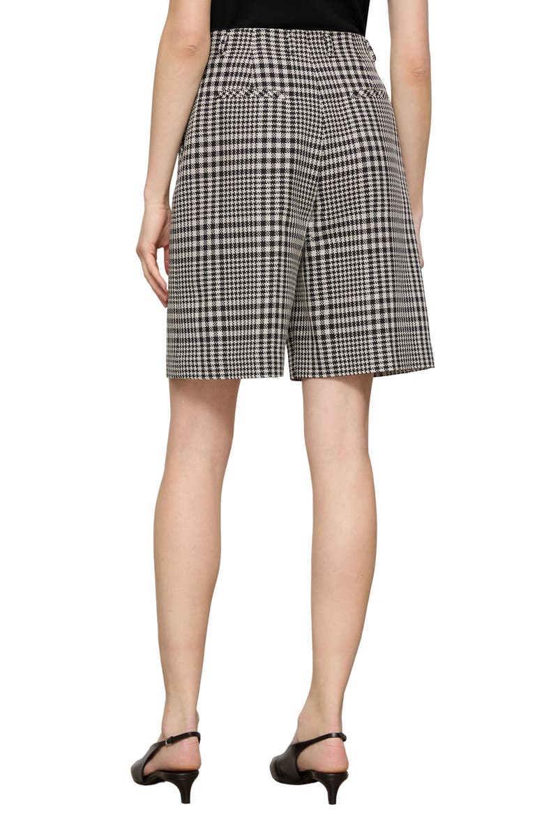 Lafayette 148 New York Clark Grid Plaid Corded Cotton Wide Leg Shorts, Alternate, color, Black Multi