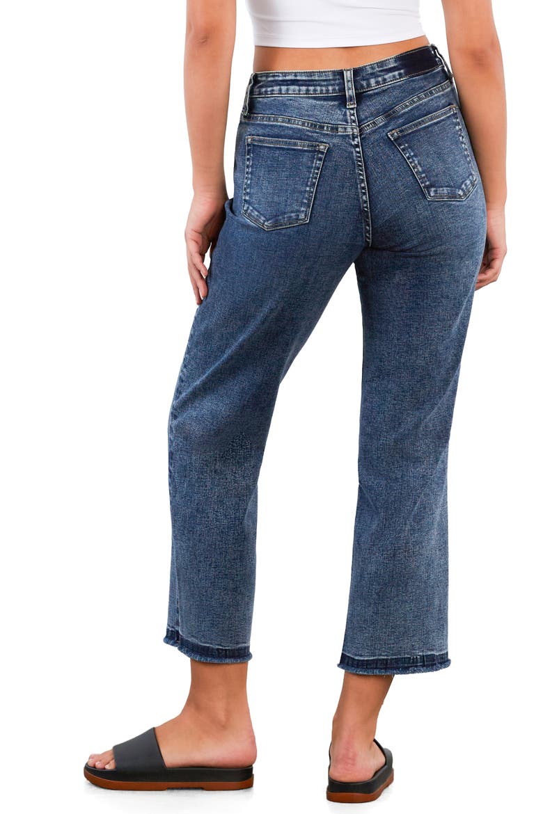Release Hem High Waist Ankle Straight Leg Jeans, Alternate, color, MYSTERY BLUE
