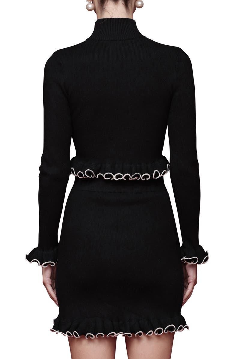 Avec Les Filles Ruffle Trim Mock Neck Sweater, Alternate, color, 