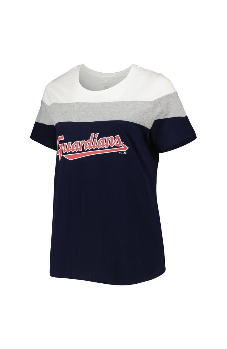 PROFILE Women's Navy/Heather Gray Cleveland Guardians Plus Size Colorblock T-Shirt, Alternate, color, Navy