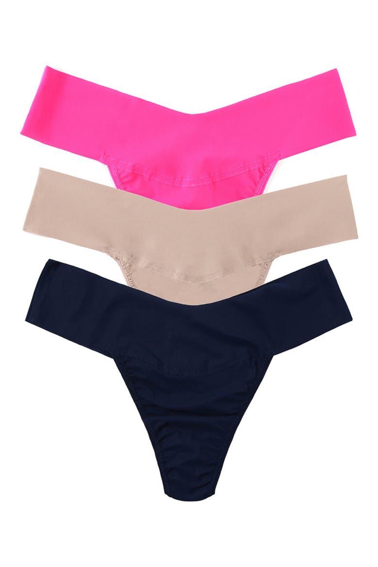 Breathe Assorted 3-Pack V-Cut Thongs, Main, color, PINK/ TAN/ BLACK