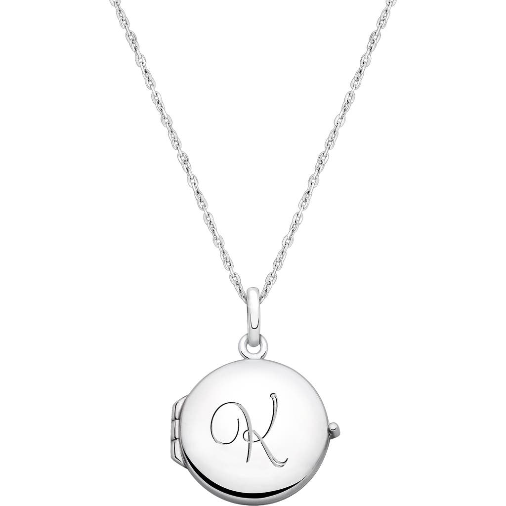 Tiny Blessings Girls' Sterling Silver Round Locket & Engraved Initial 14-16 Necklace - Children In Silver