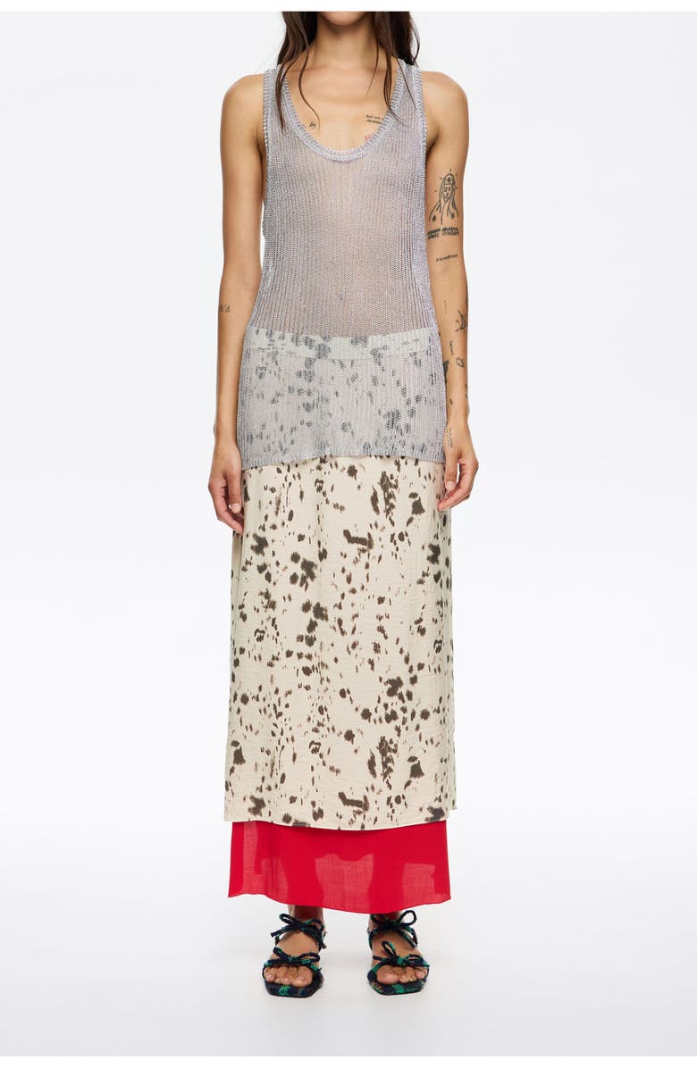 Bimba y Lola Lynx Contrast Hem Skirt, Main, color, Lynx Ivory
