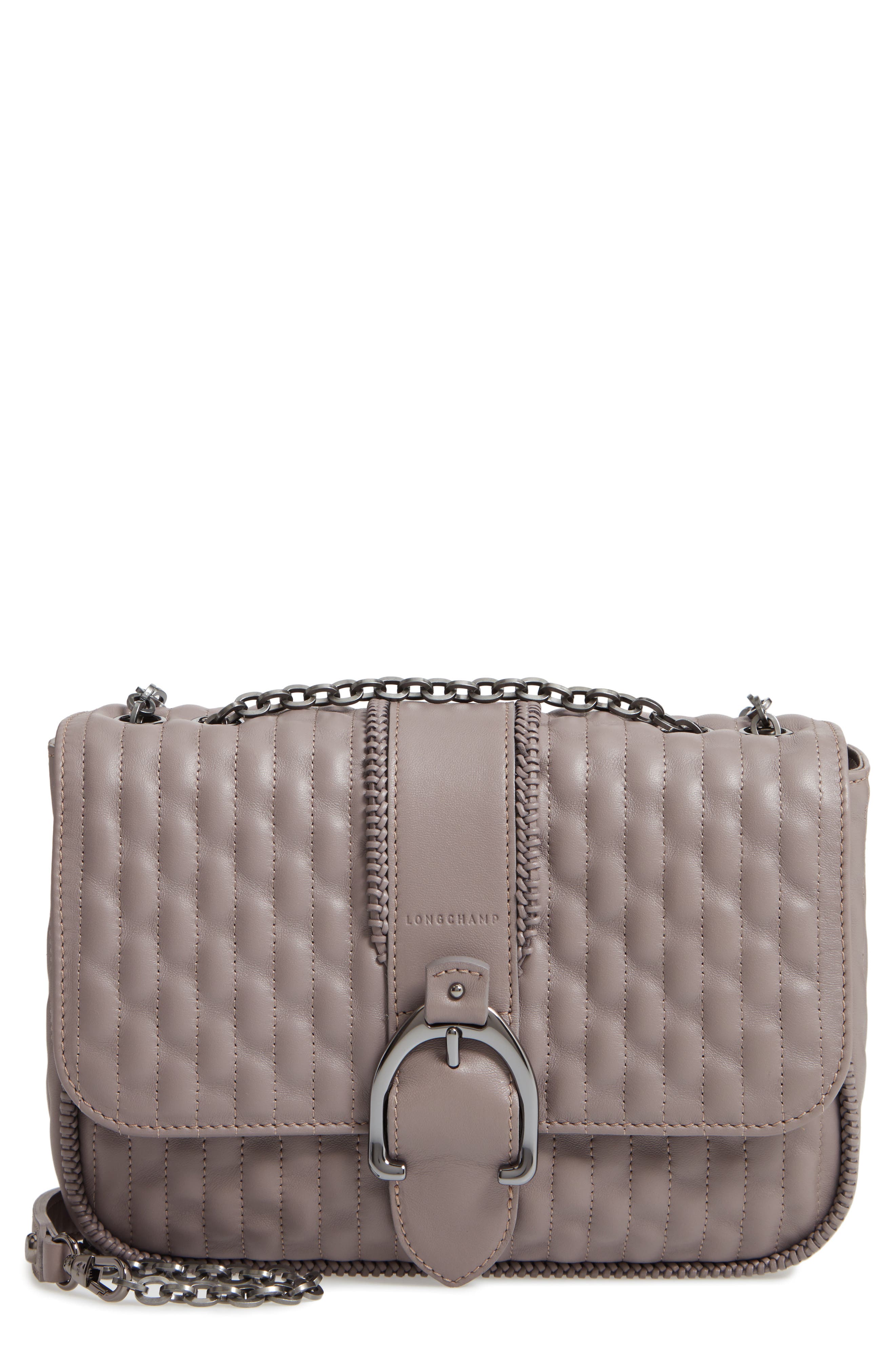 Small Leather Crossbody Bag, Main, color, GREY