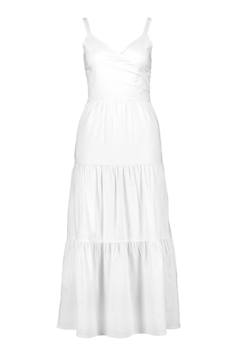 Womens' Tiered Wrap Dress, Alternate, color, White