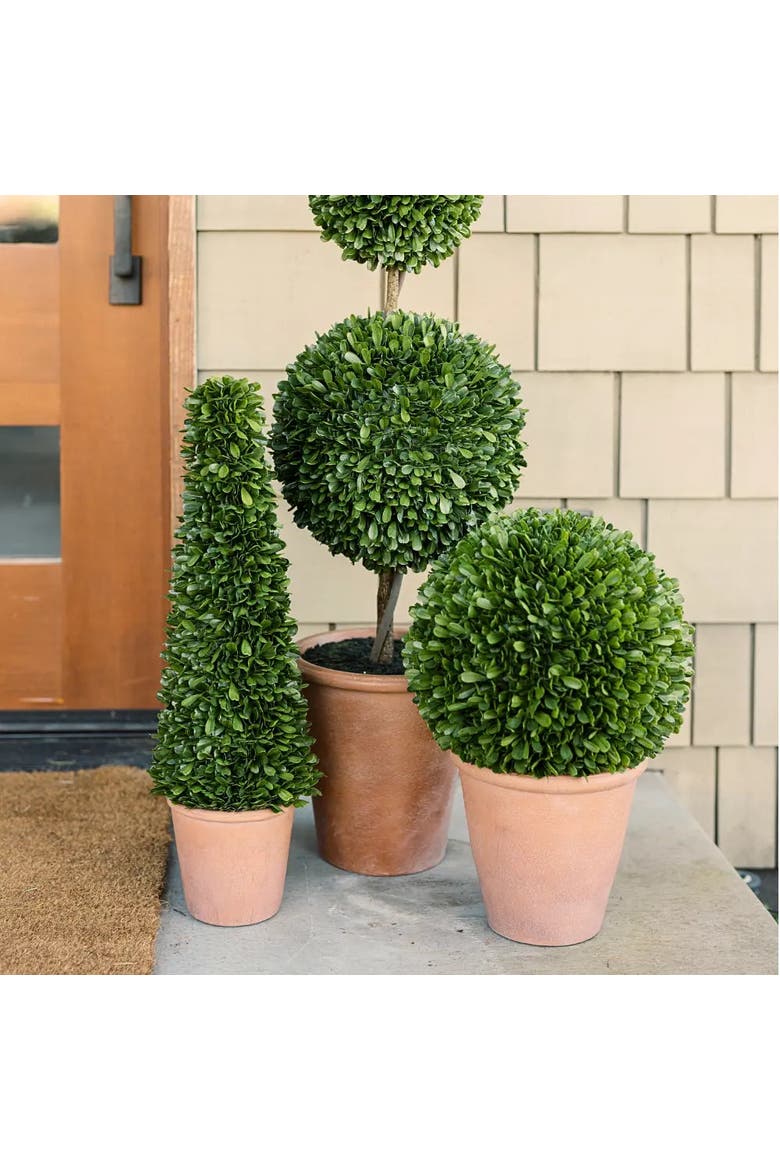 17" Artificial Boxwood Plant in Round Pot, Alternate, color, Green