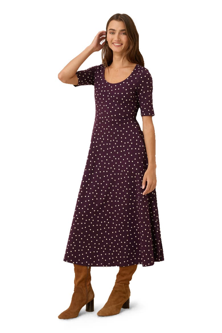 Fit & Flare Signature Scoop Dress Made With Organic Cotton, Alternate, color, Berry Polka Dot