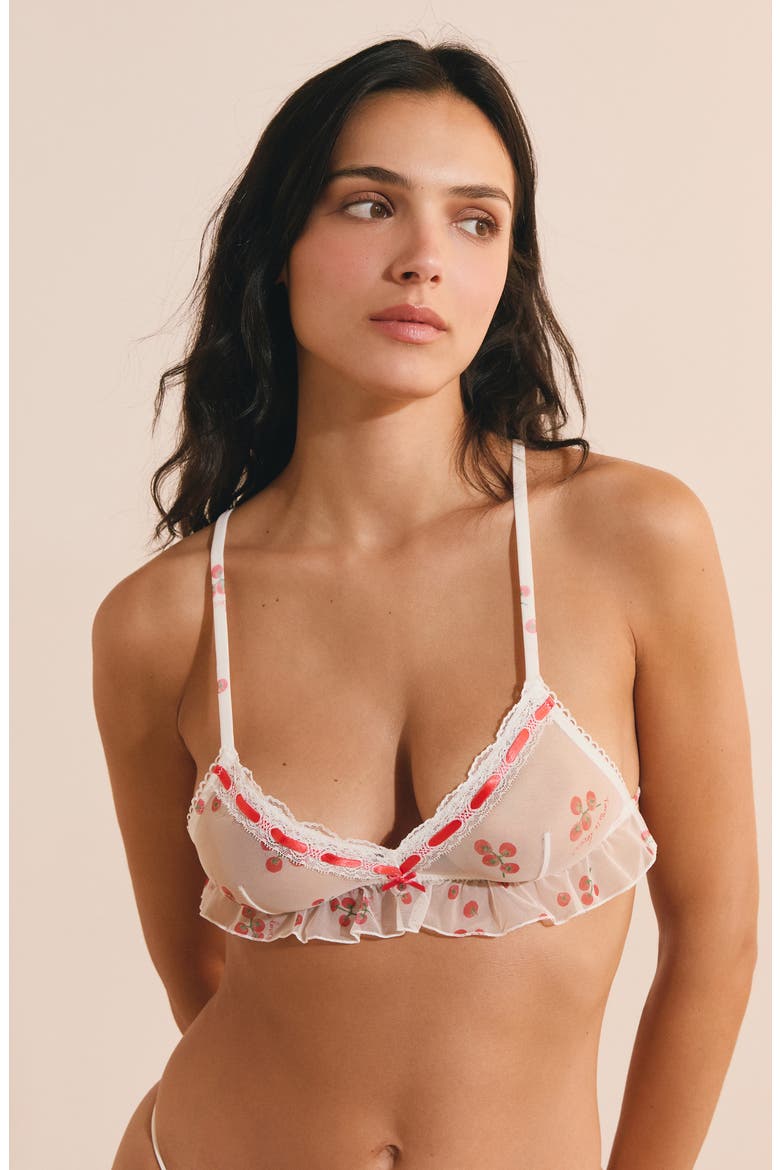 Arome Cherry Mesh Bralette, Alternate, color, BLANC