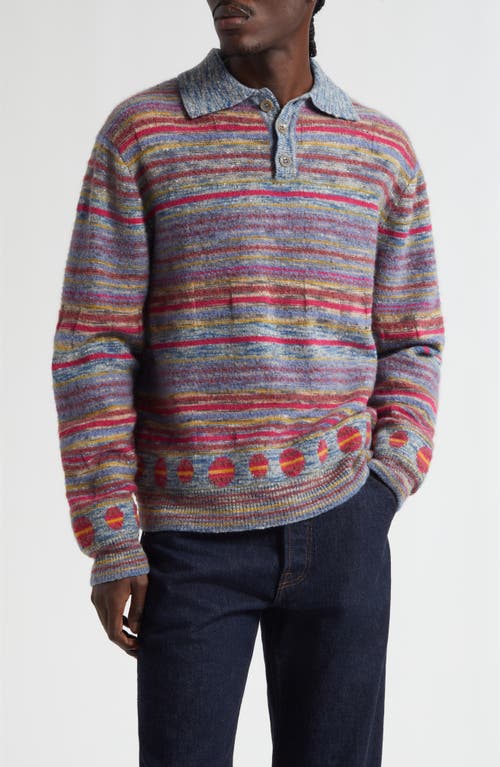 The Elder Statesman Explorer Stripe Cashmere, Wool & Mohair Blend Rugby Sweater in Explorer Multi  product