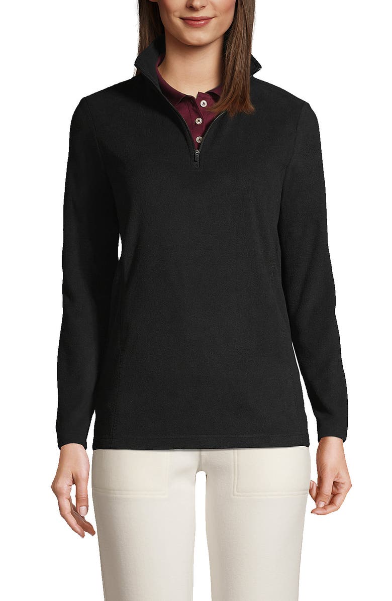 Lands
 End Plus Size Thermacheck 100 Fleece Quarter Zip Pullover Top, Main, color, Black