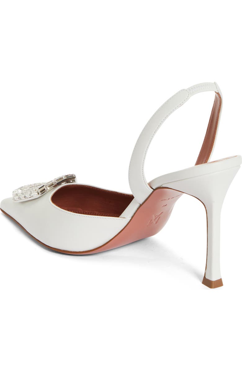 Amina Muaddi Camelia Crystal Buckle Slingback Pump, Alternate, color, White