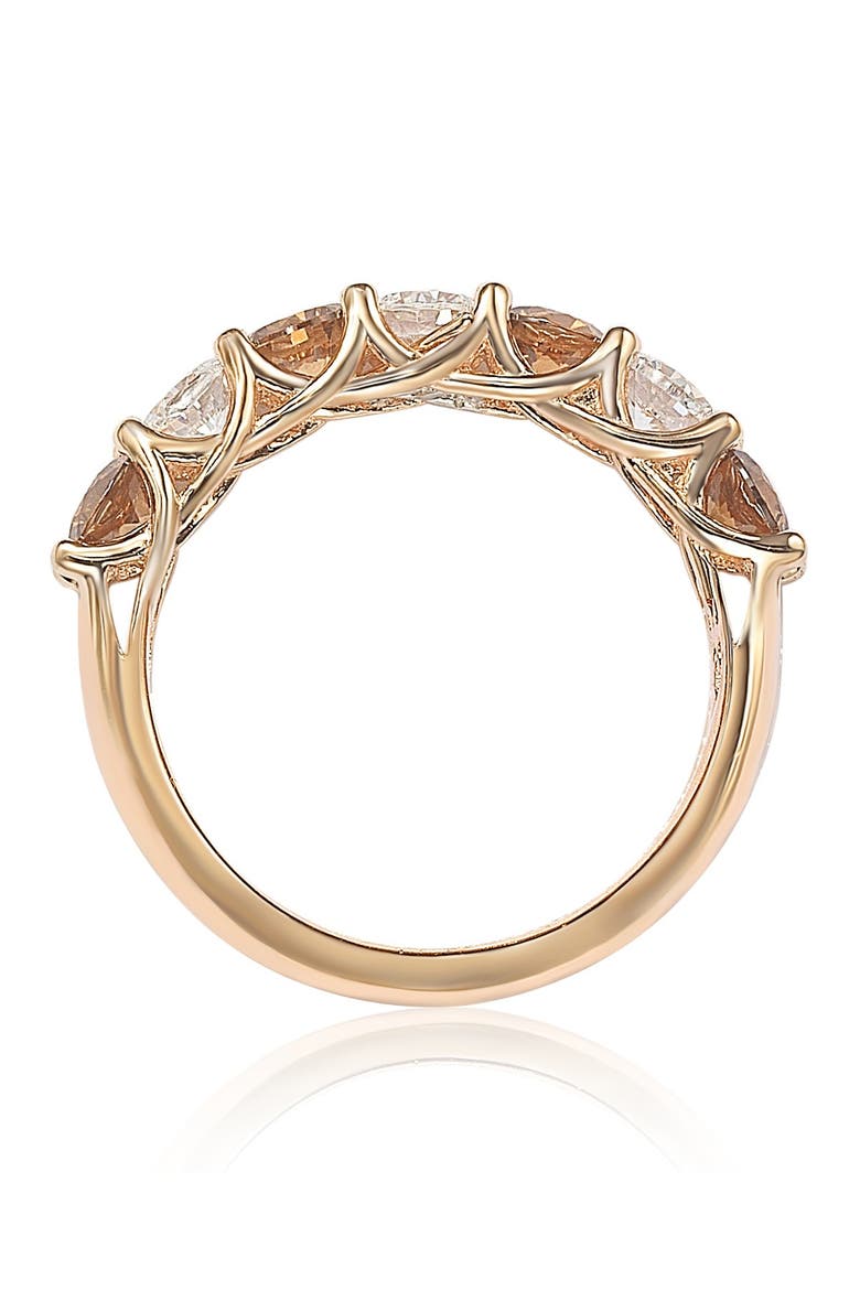 Rose-Tone Sterling Silver Prong Set Round-Cut CZ Band Ring, Alternate, color, BROWN