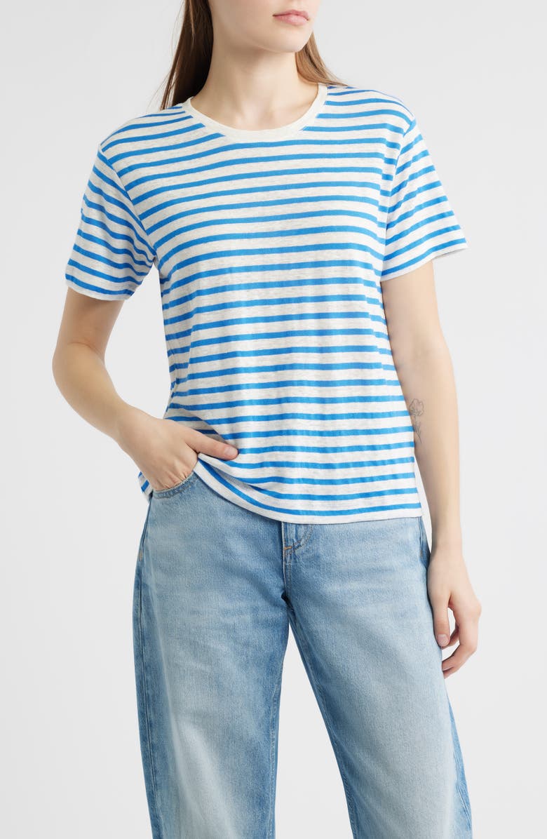 Alex Mill Garcon Stripe Linen Blend T-Shirt, Main, color, Blue/ Off White