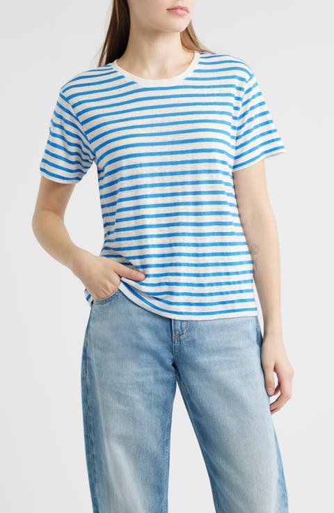 Tシャツ・カットソー Alex Mill T-shirts Light Blue Maddie Shirt In Linen – Alex Mill