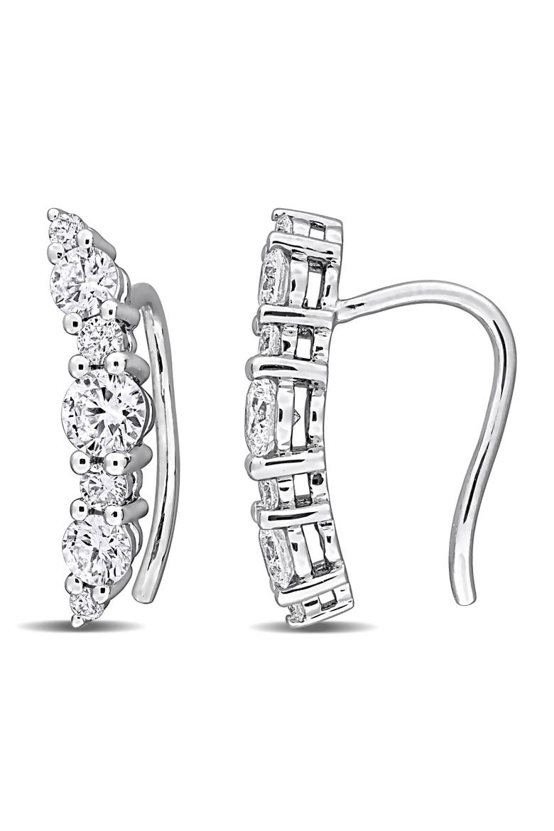 Lab-Grown Diamond Climber Earrings Sterling Silver, Main, color, Sterling Silver