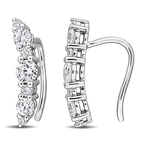 Lab-Grown Diamond Climber Earrings Sterling Silver