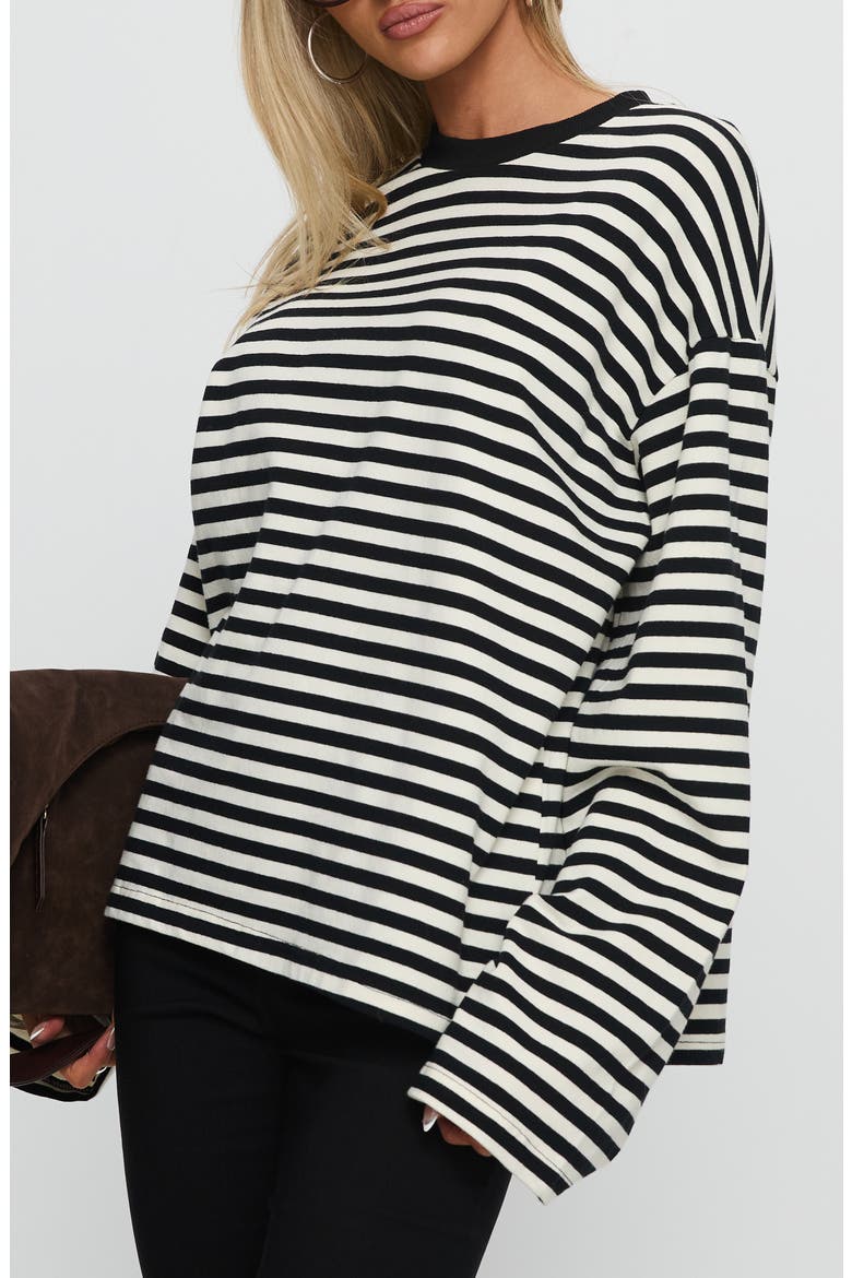 Settle Down Stripe Oversize T-Shirt, Alternate, color, WHITE