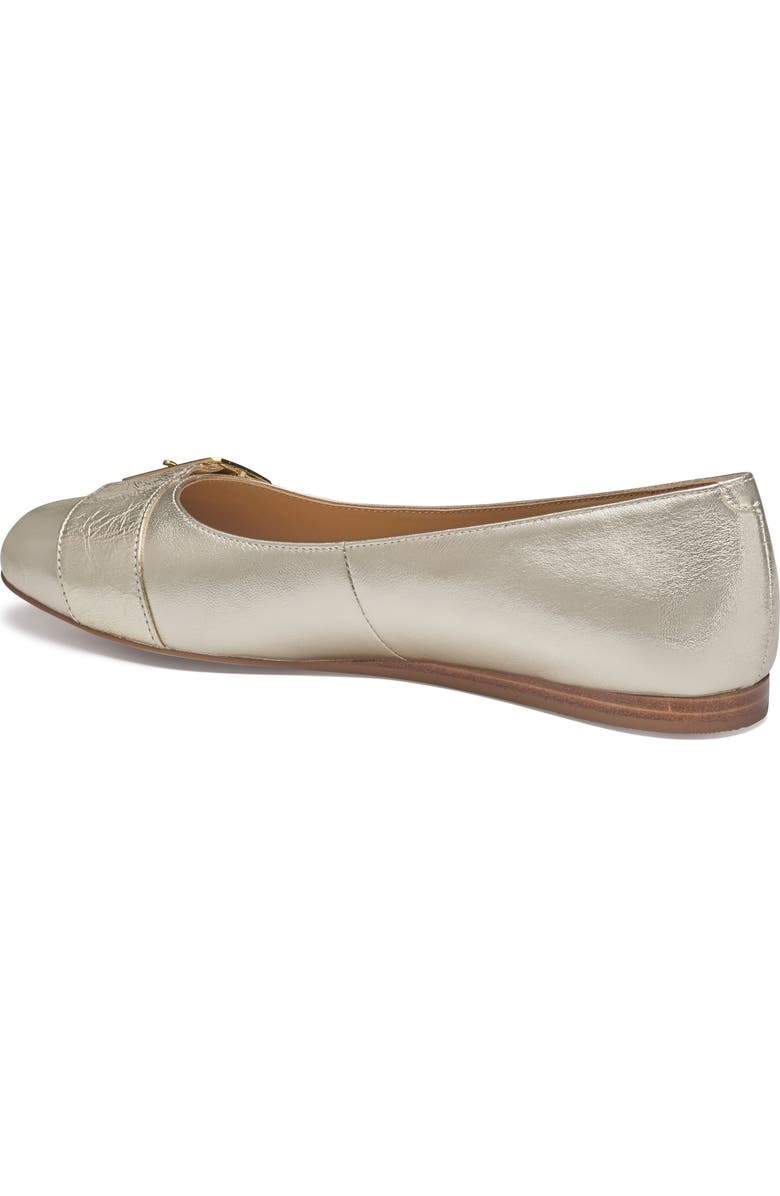 Johnston & Murphy Claire Belted Flat, Alternate, color, Gold/Crinkled Sheepskin