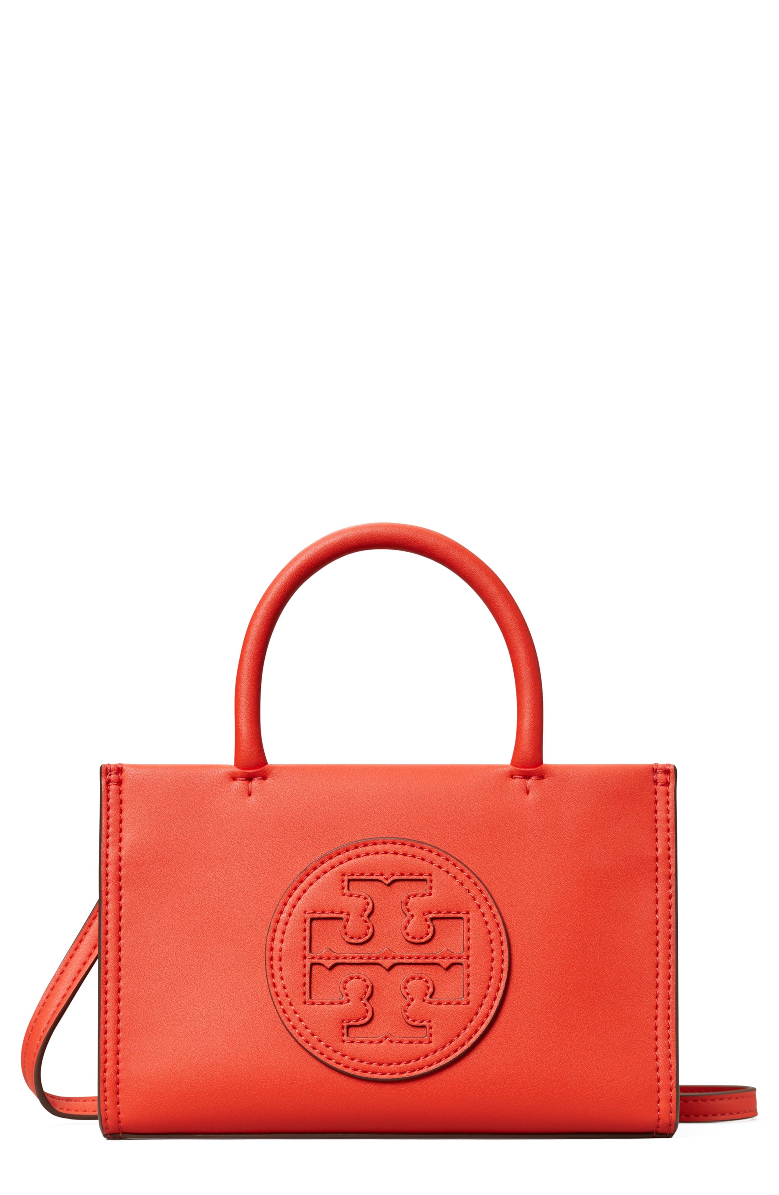 Tory Burch Mini Ella Bio Tote, Main, color, Poppy Red