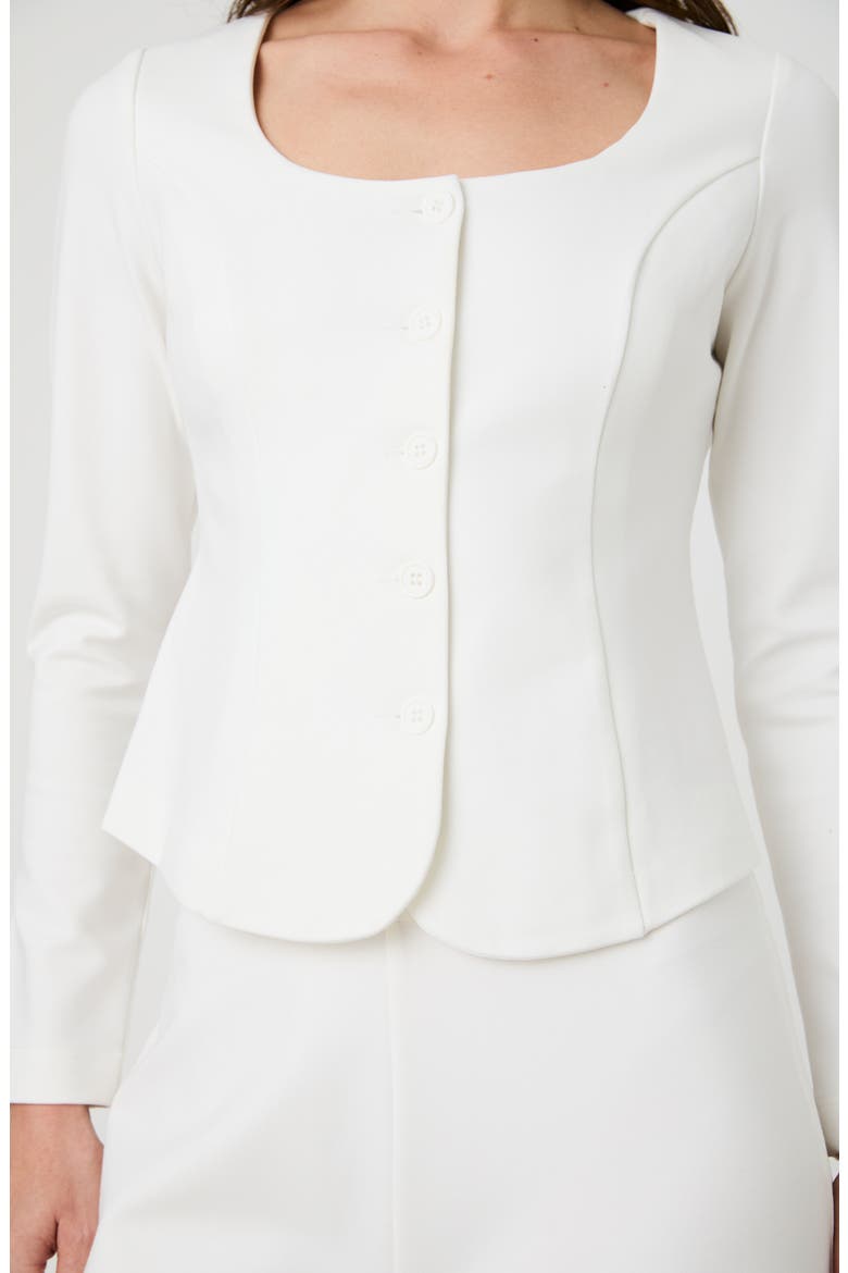 Square Neck Long Sleeve Ponte Top, Alternate, color, SUMMER WHITE