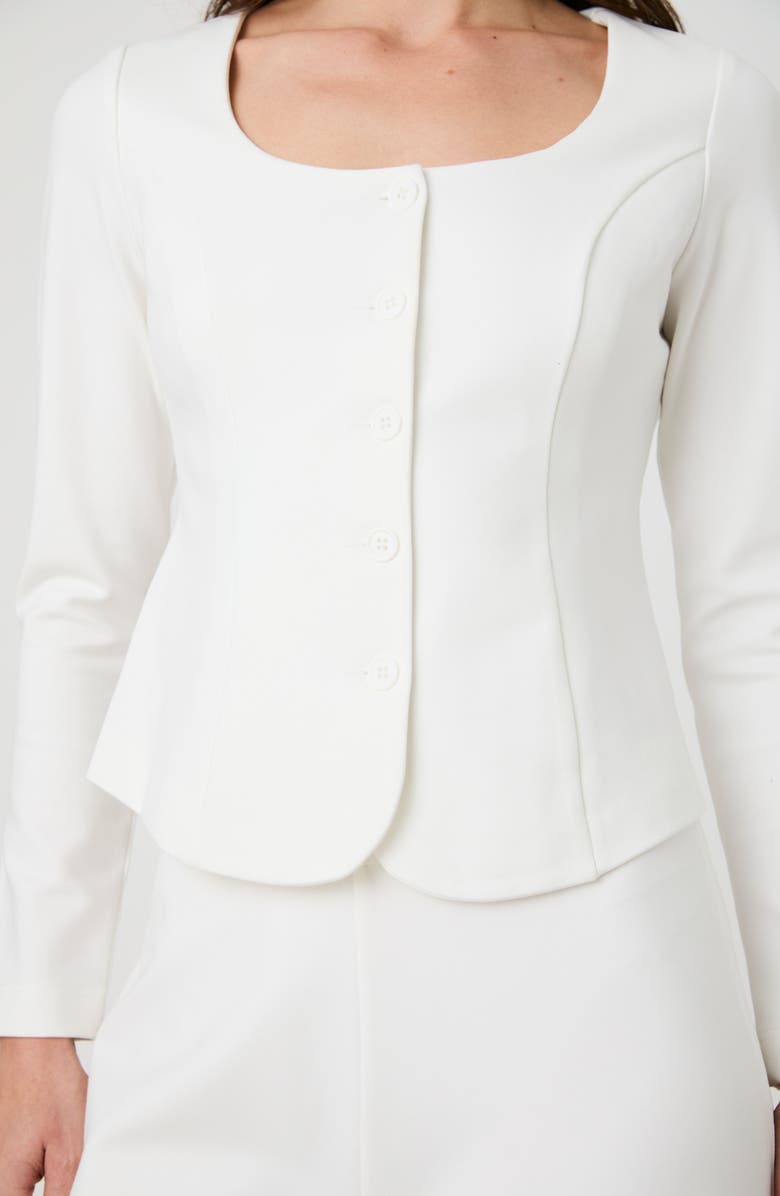 French Connection Square Neck Long Sleeve Ponte Top, Alternate, color, Summer White