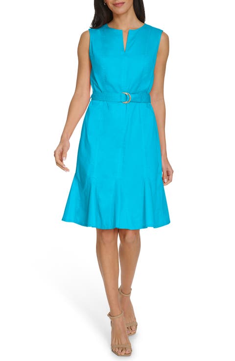 Belted A-Line Dress