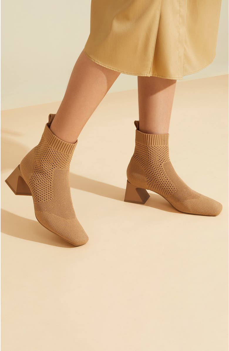 VIVAIA Square-Toe Perforated Heeled Boots, Alternate, color, Nutmeg