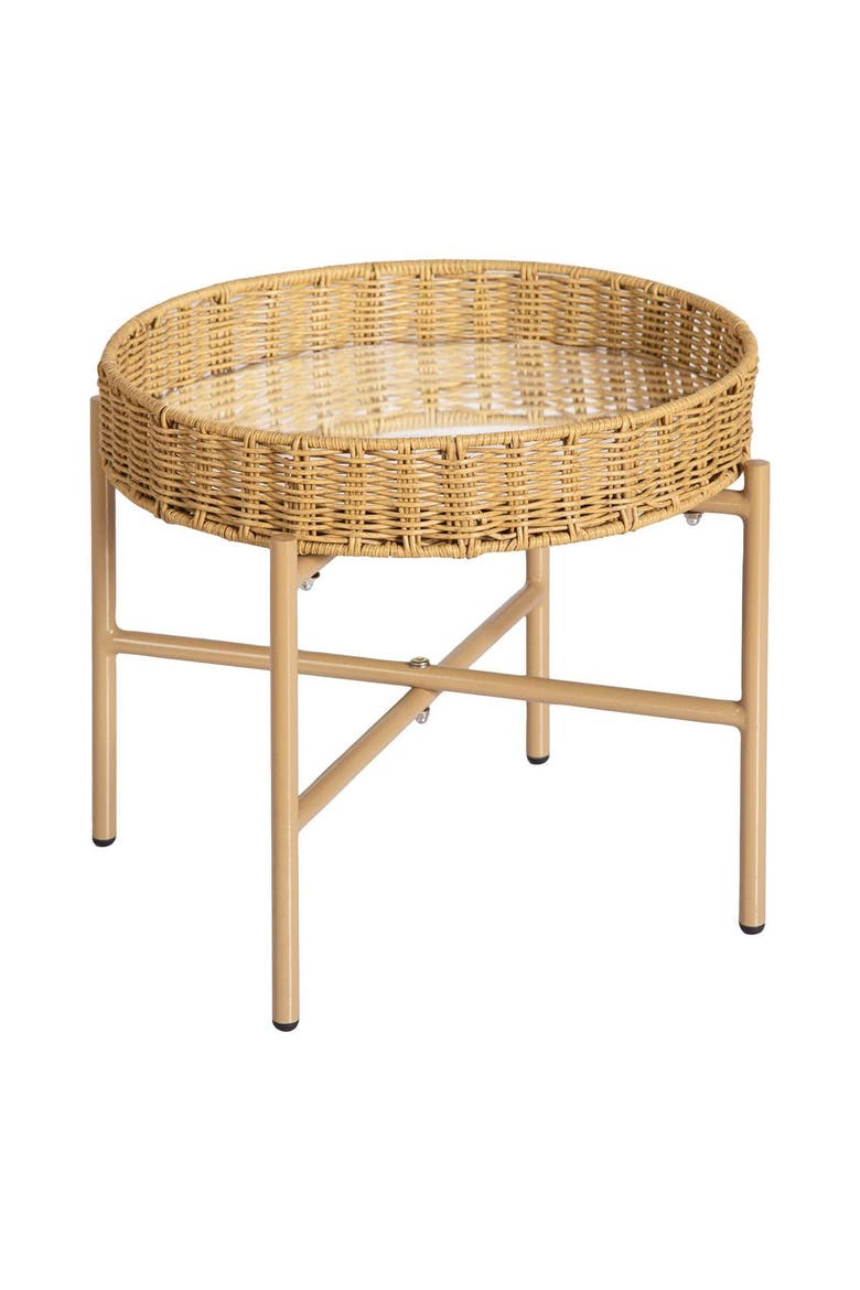 Washable Wicker Mirrored Table, Main, color, Brown