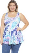 24seven Comfort Apparel Plus Size Abstract Scoop Neck Tunic Tank Top