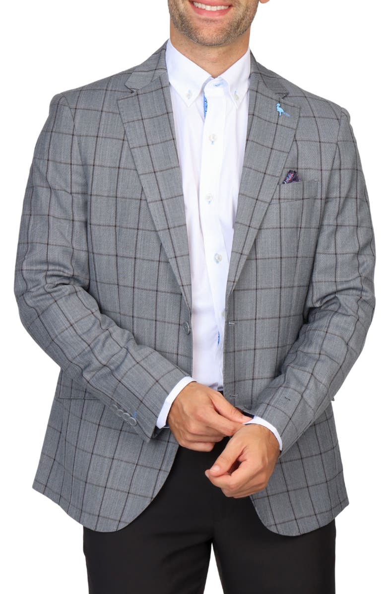 TailorByrd Mélange Windowpane Sport Coat, Alternate, color, Melange Grey