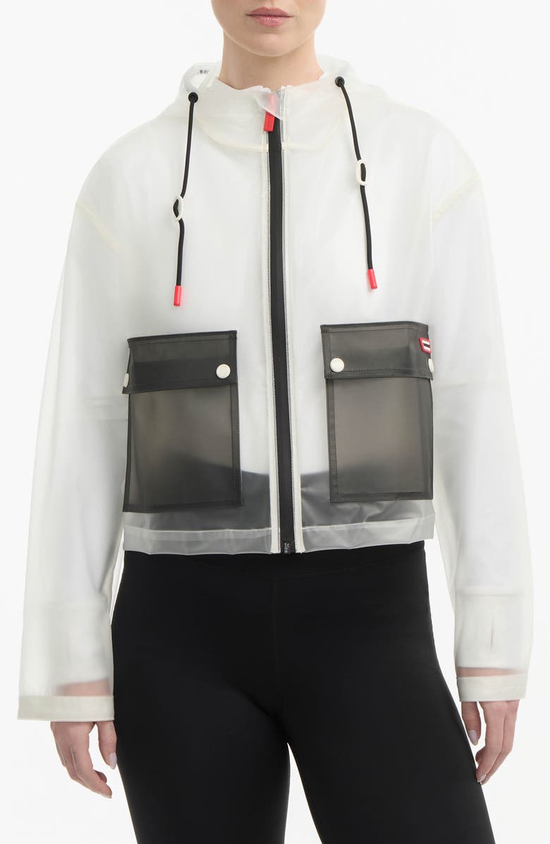Hunter Jessie Colorblock Transparent Crop Jacket, Main, color, Hunter White