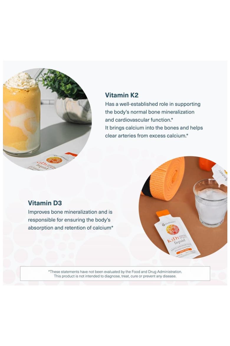 K2 and D3 Daily Vitamin Supplement Liquid Peach Flavor 1oz, Alternate, color, None