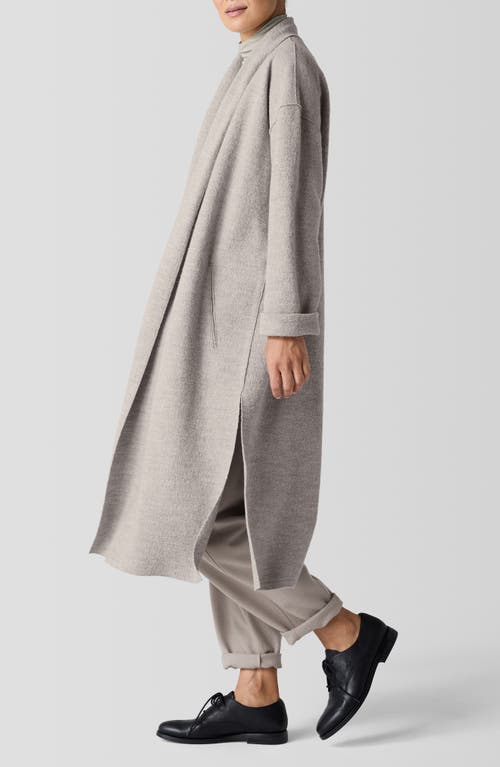 Eileen Fisher High Collar Wool Felted Coat In Gray