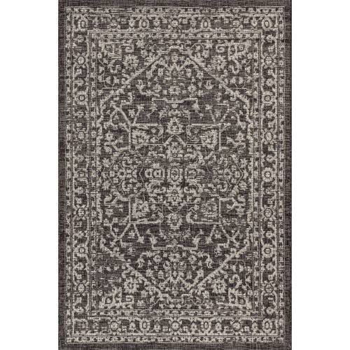 Jonathan Y Malta Bohemian Medallion Textured Weave Indoor/outdoor Area Rug In Black/gray