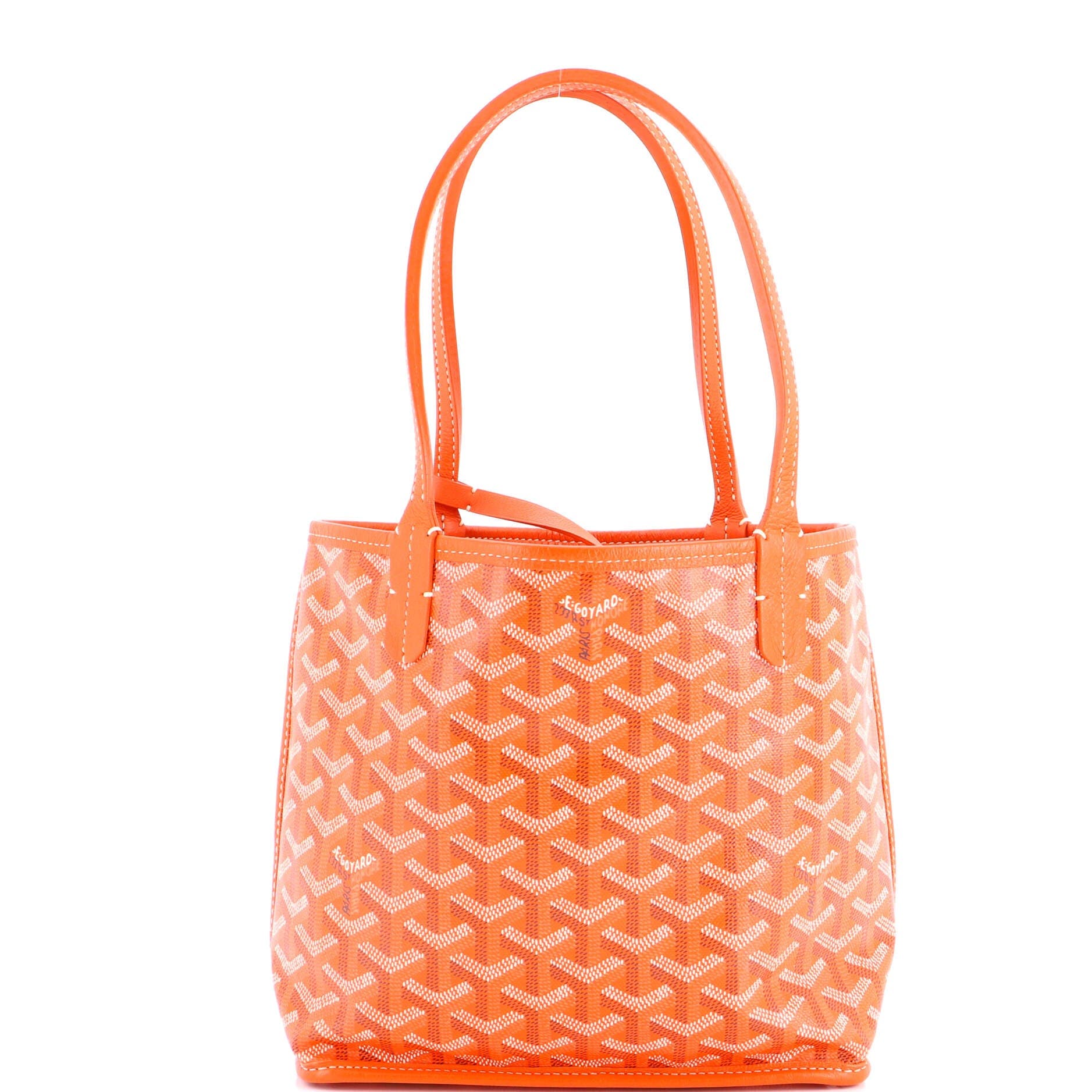 Pre-Owned Goyard Anjou Reversible Tote Coated Canvas Mini, Main, color, Orange