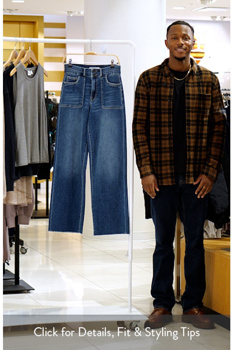 Raw Hem Patch Pocket High Waist Wide Leg Jeans video