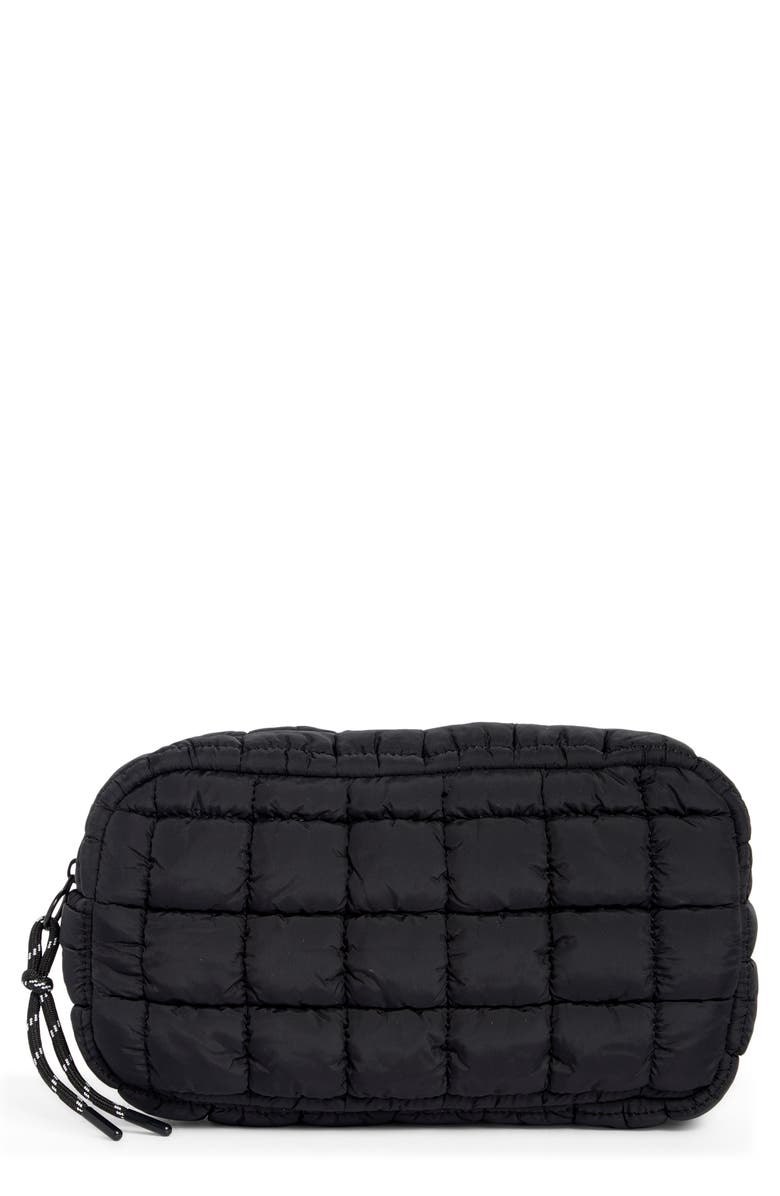 URBAN EXPRESSIONS HANDBAGS Quilted Nylon Cosmetic Pouch, Main, color, Black