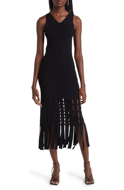 Kaia Fringe Detail Knit Midi Dress