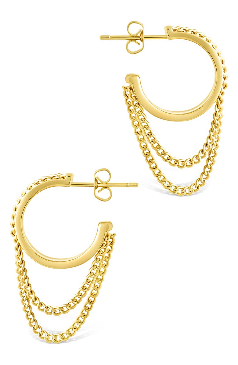 Sterling Forever Gwendolyn Chain Drop Hoop Earrings, Alternate, color, Gold